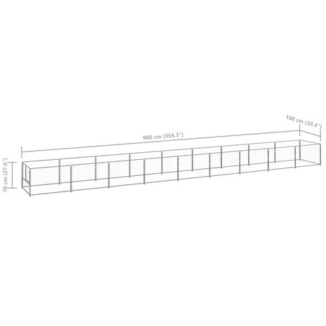 Hondenkennel 9 m² staal zilverkleurig 6