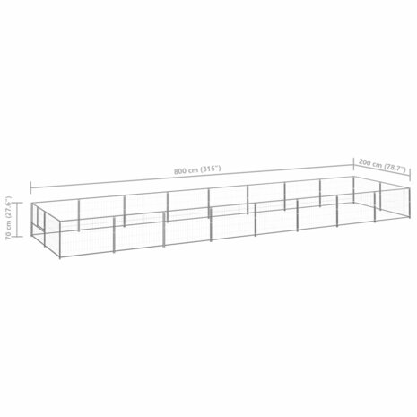 Hondenkennel 16 m² staal zilverkleurig 6