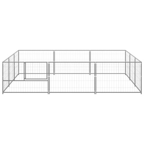 Hondenkennel 9 m² staal zilverkleurig 3