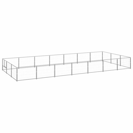 Hondenkennel 21 m² staal zilverkleurig 1