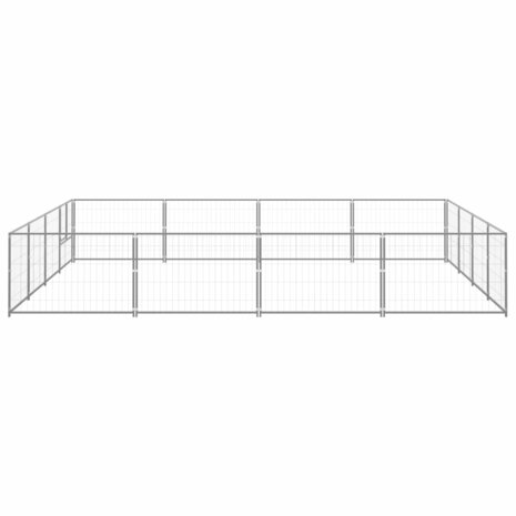 Hondenkennel 16 m² staal zilverkleurig 2