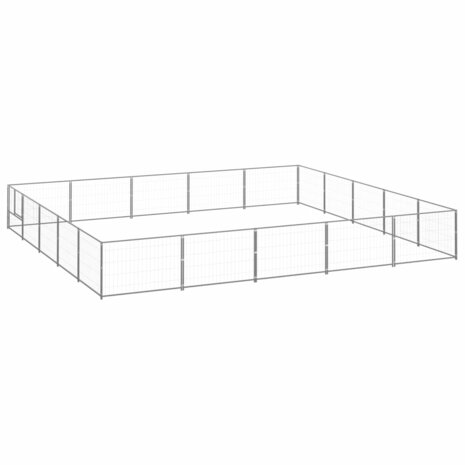 Hondenkennel 25 m² staal zilverkleurig 1