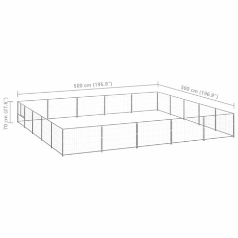 Hondenkennel 25 m² staal zilverkleurig 6