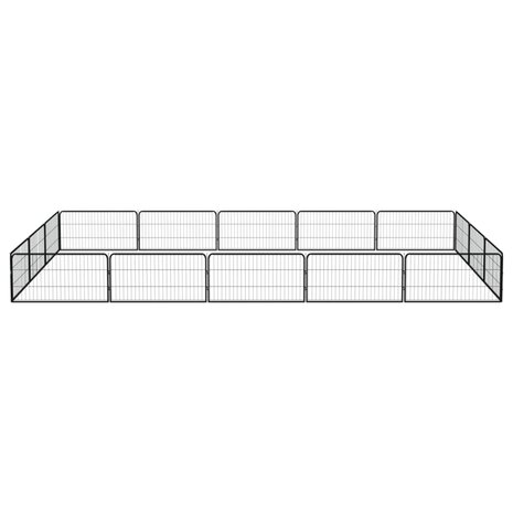 Hondenkennel 16 panelen 100x50 cm gepoedercoat staal zwart 2
