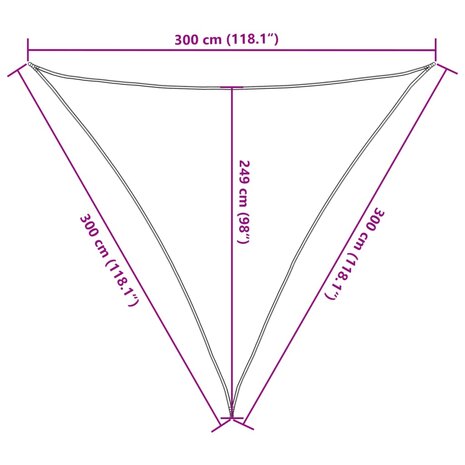 Zonnezeil 3x3x3 m 100% polyester oxford lichtgrijs 10