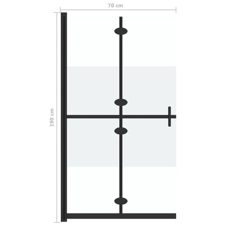 Inloopdouchewand inklapbaar 70x190 cm ESG-glas halfmat 7