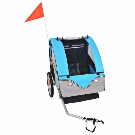 Fietstrailer 30 kg grijs en blauw 2