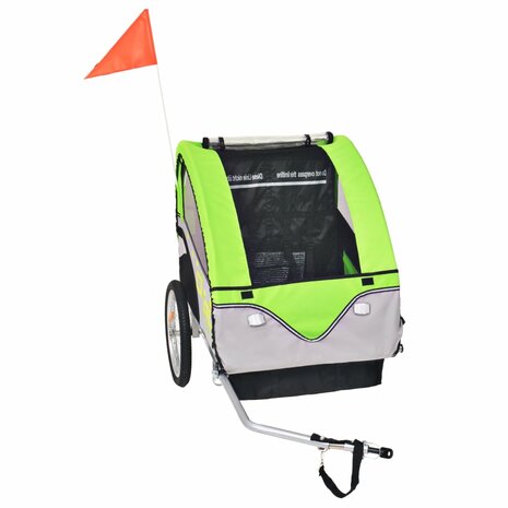 Fietstrailer 30 kg grijs en groen 2
