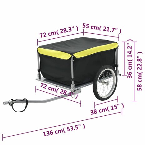 Fietstrailer 65 kg zwart en geel 6