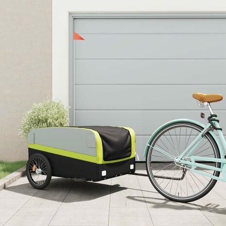 Fietstrailer 45 kg ijzer zwart en groen 1