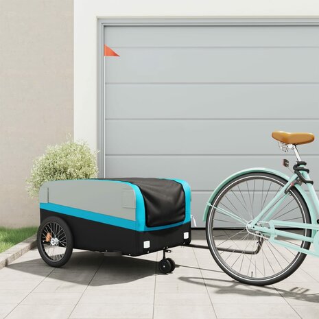 Fietstrailer 45 kg ijzer zwart en blauw 1