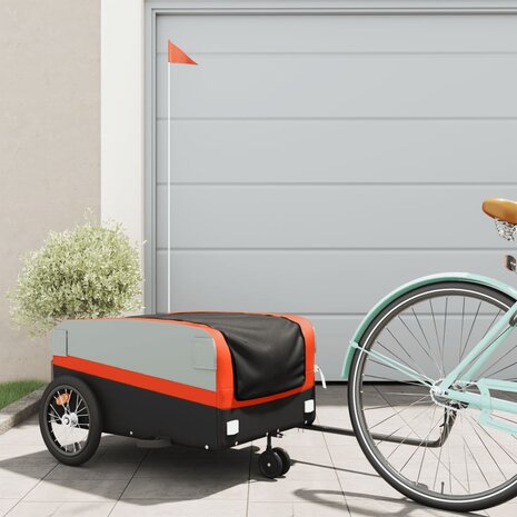 Fietstrailer 45 kg ijzer zwart en oranje 1