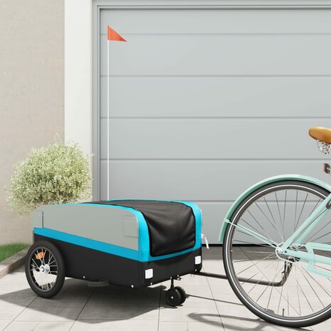 Fietstrailer 45 kg ijzer zwart en blauw 1