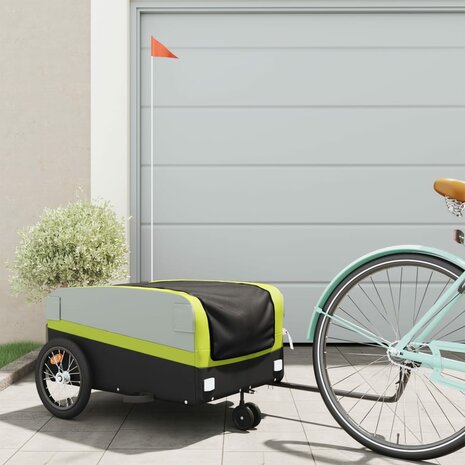 Fietstrailer 45 kg ijzer zwart en groen 1