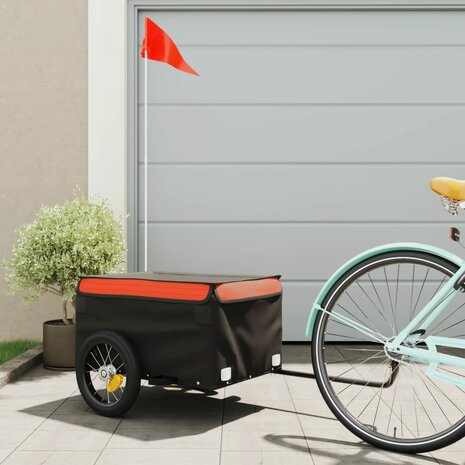 Fietstrailer 30 kg ijzer zwart en oranje 1