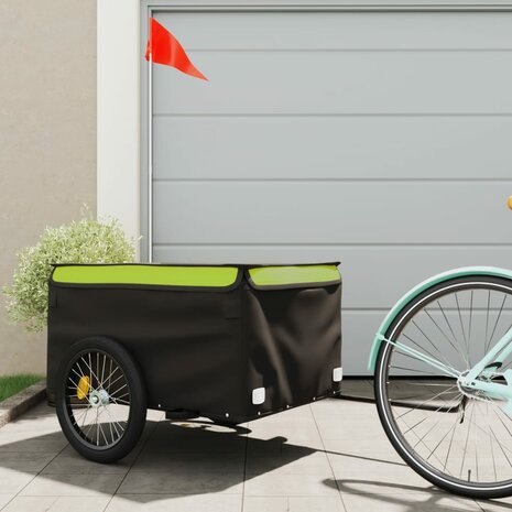 Fietstrailer 45 kg ijzer zwart en groen 1