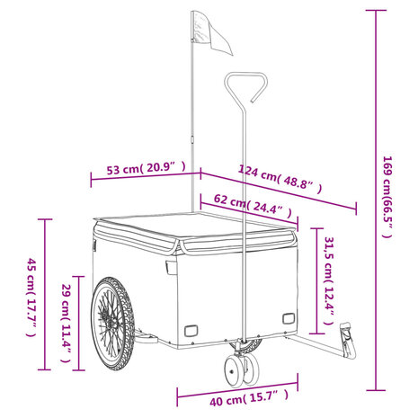 Fietstrailer 30 kg ijzer zwart en rood 12