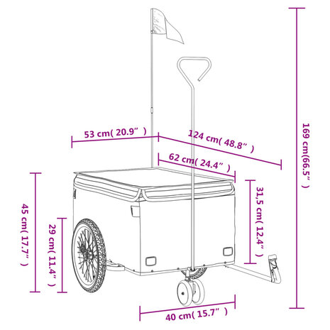 Fietstrailer 30 kg ijzer zwart en blauw 12