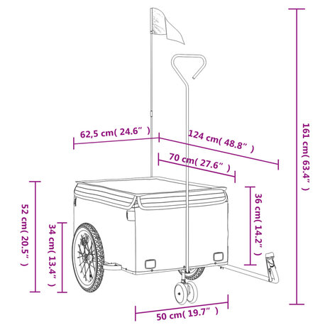 Fietstrailer 45 kg ijzer zwart en grijs 12