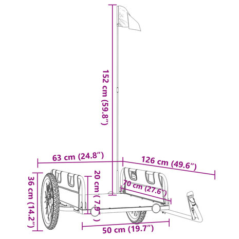 Fietstrailer oxford stof en ijzer grijs 11