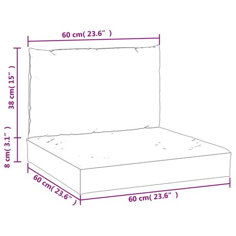 Palletkussens 2 st stof grijs 10