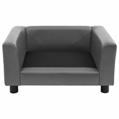 Hondenbank 60x43x30 cm pluche en kunstleer grijs 4