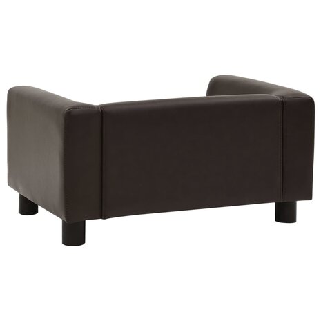 Hondenbank 60x43x30 cm pluche en kunstleer bruin 6