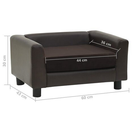 Hondenbank 60x43x30 cm pluche en kunstleer bruin 10