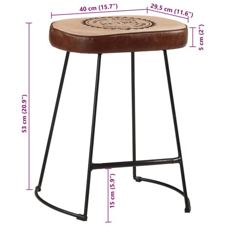 Barkrukken 2 st 40x29,5x53 cm donkerbruin 10