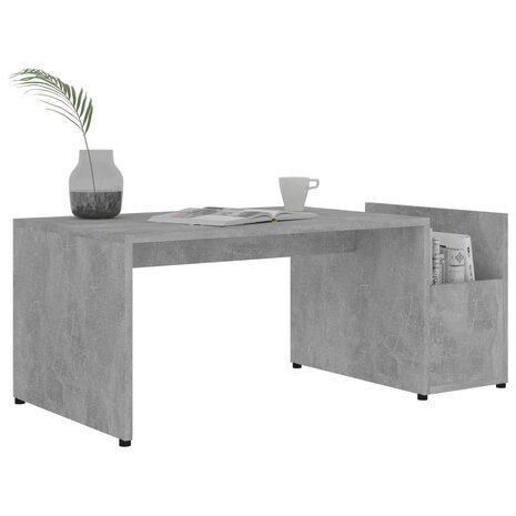 Salontafel 90x45x35 cm bewerkt hout betongrijs 3