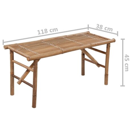 Tuinbank inklapbaar met kussen 118 cm bamboe 8