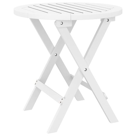 Tuintafel inklapbaar Ø 46 cm massief acaciahout wit 2