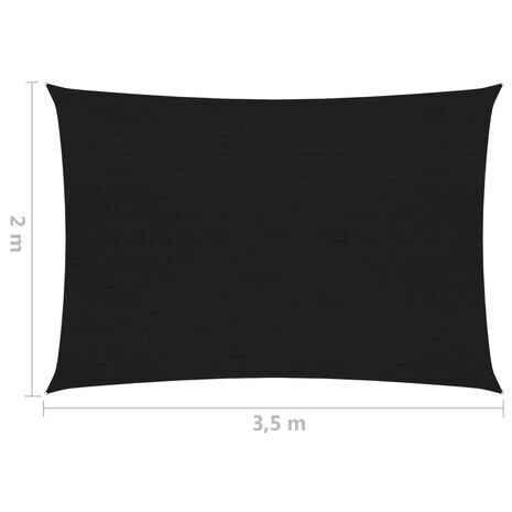 Zonnezeil 160 g/m² 2x3,5 m HDPE zwart 6