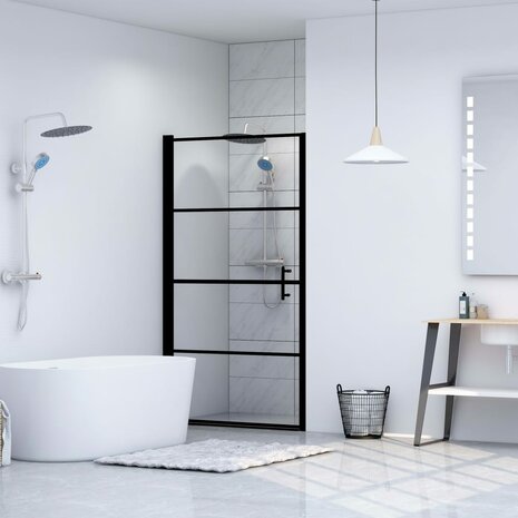 Douchedeur 100x178 cm gehard glas zwart 1
