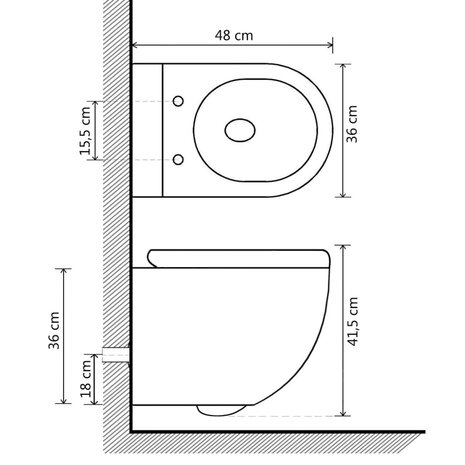 Hangend toilet randloos met bidetfunctie keramiek wit 11