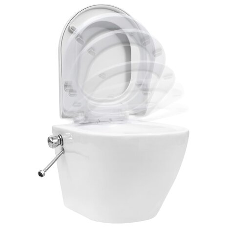 Hangend toilet randloos met verborgen stortbak keramiek wit 6