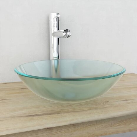Wasbak gehard glas 42 cm matglas 1