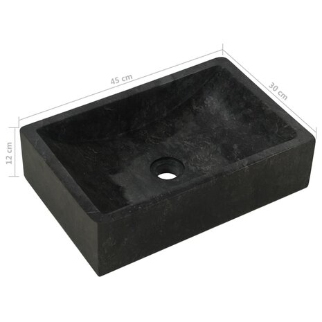 Gootsteen 45x30x12 cm marmer hoogglans zwart 8