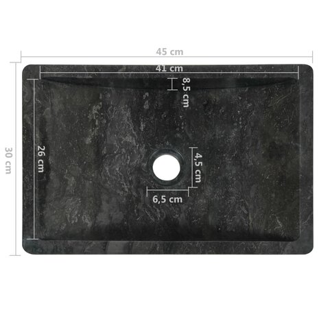 Gootsteen 45x30x12 cm marmer hoogglans zwart 9