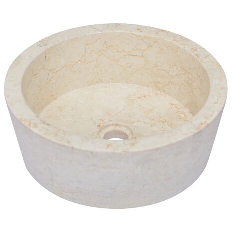 Gootsteen Ø40x15 cm marmer crèmekleurig 2