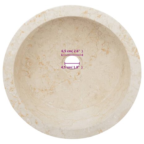 Gootsteen Ø40x15 cm marmer crèmekleurig 11