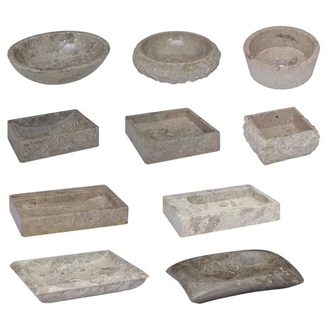 Gootsteen Ø40x15 cm marmer grijs 6