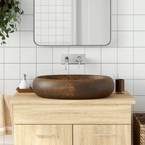 Opzetwasbak ovaal 59x40x15 cm keramiek bruin 1