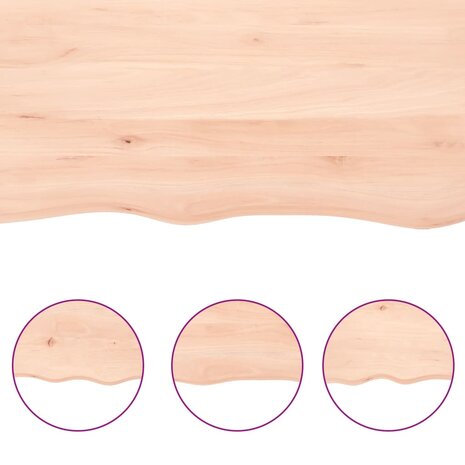 Wastafelblad 80x50x(2-4) cm onbehandeld massief hout 5