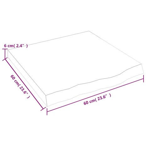 Wastafelblad 60x60x(2-6) cm behandeld massief hout lichtbruin 8