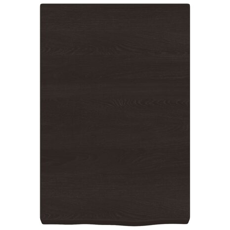 Wastafelblad 40x60x(2-6) cm behandeld massief hout donkerbruin 3