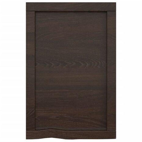 Wastafelblad 40x60x(2-6) cm behandeld massief hout donkerbruin 4