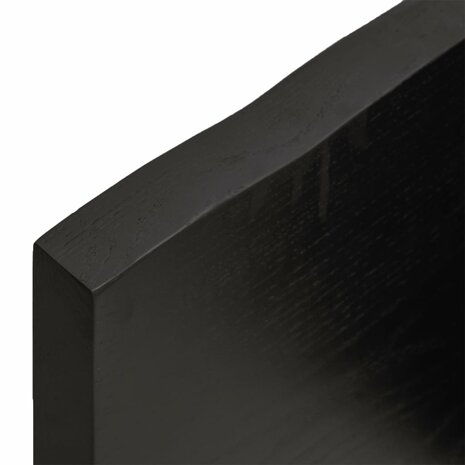 Wastafelblad 60x30x(2-4) cm behandeld massief hout donkerbruin 7