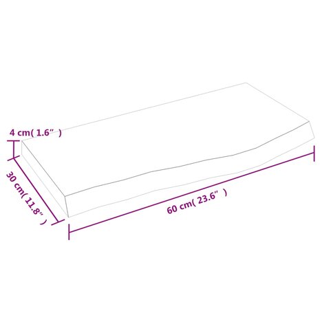 Wastafelblad 60x30x(2-4) cm behandeld massief hout donkerbruin 8