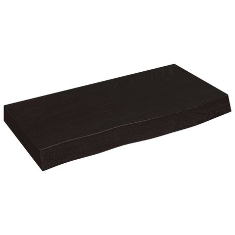 Wastafelblad 60x30x(2-6) cm behandeld massief hout donkerbruin 2